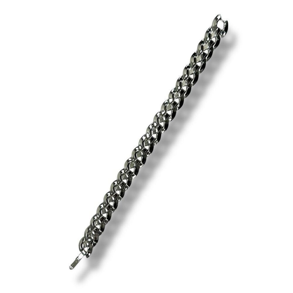 Trifari Women's Silver Tone Cuban Chain Link‎ Bracelet Chunky Everyday Stackable